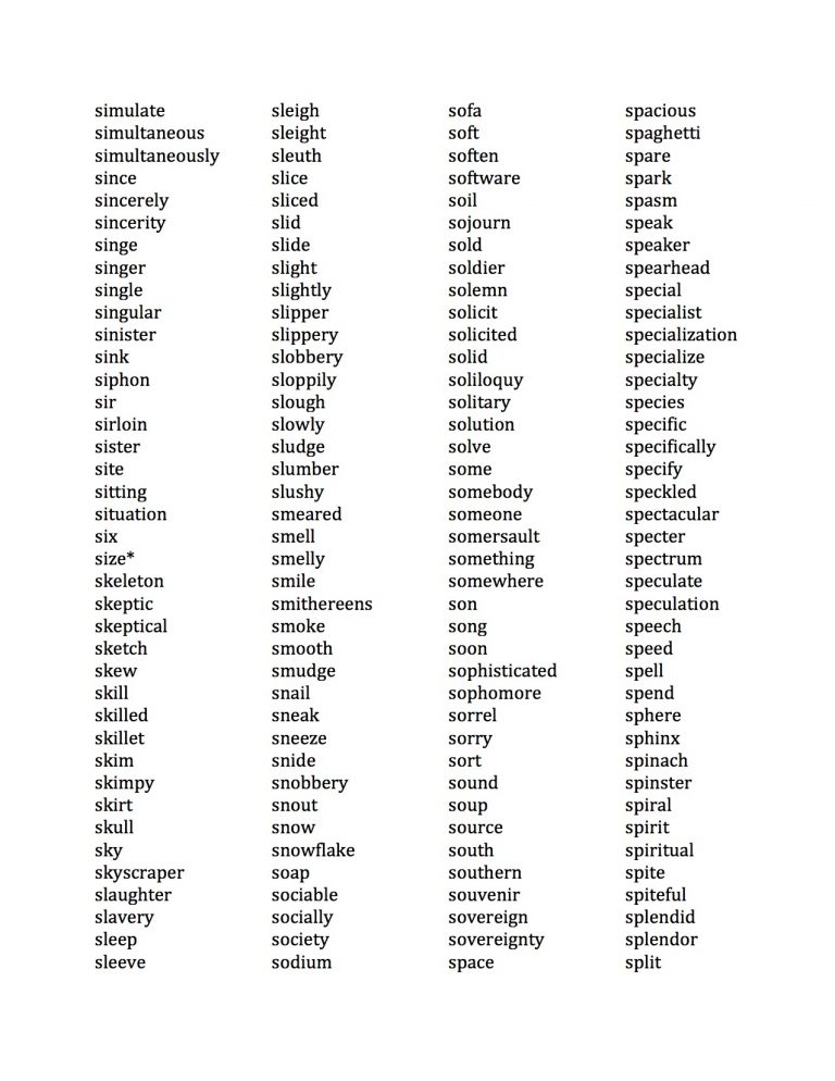 Spelling-Bee Words: stimulate-split